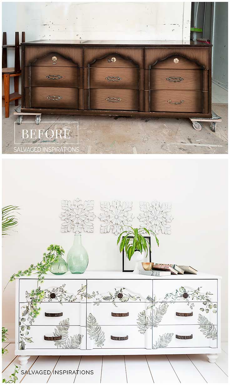 Painted Laminate Dresser Makeover Before and After