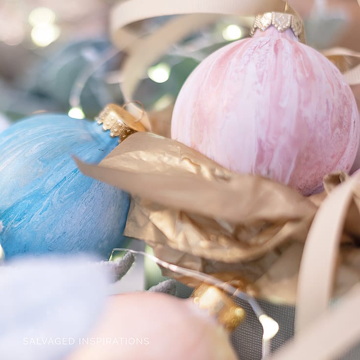 Pink + Blue Marbled Dirty Pour Painting