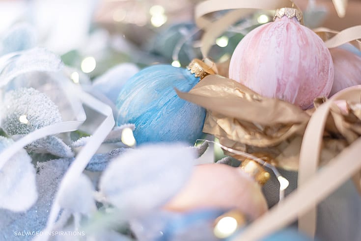 Pink and Blue Marbled Dirty Pour Painting