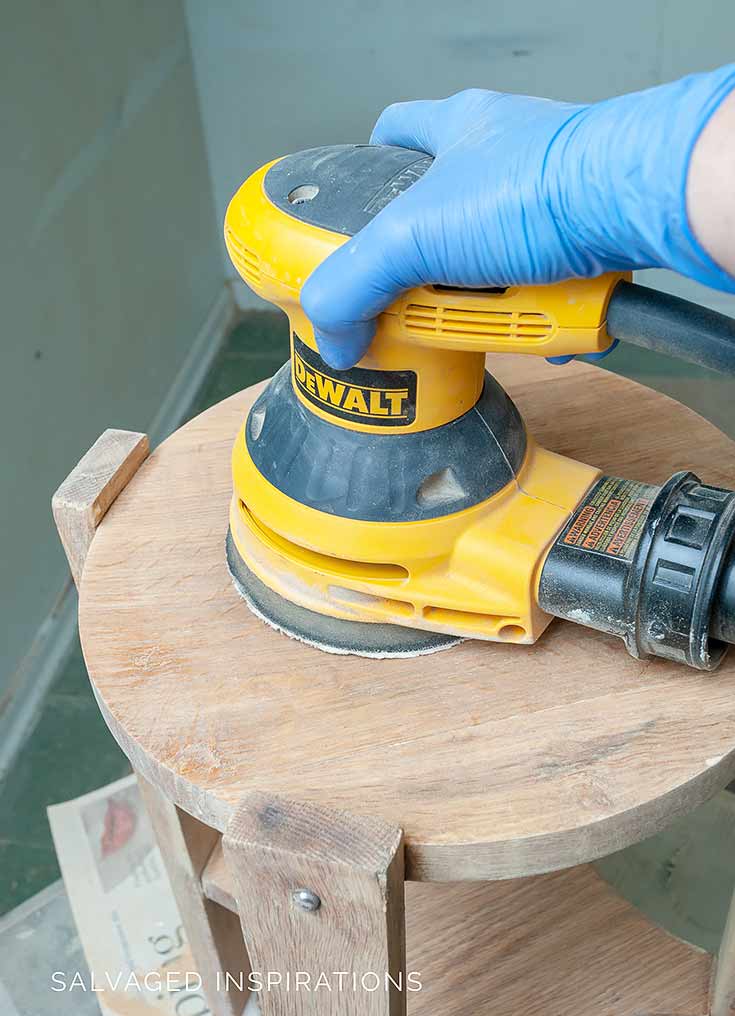 Sanding Wood Plant Stand