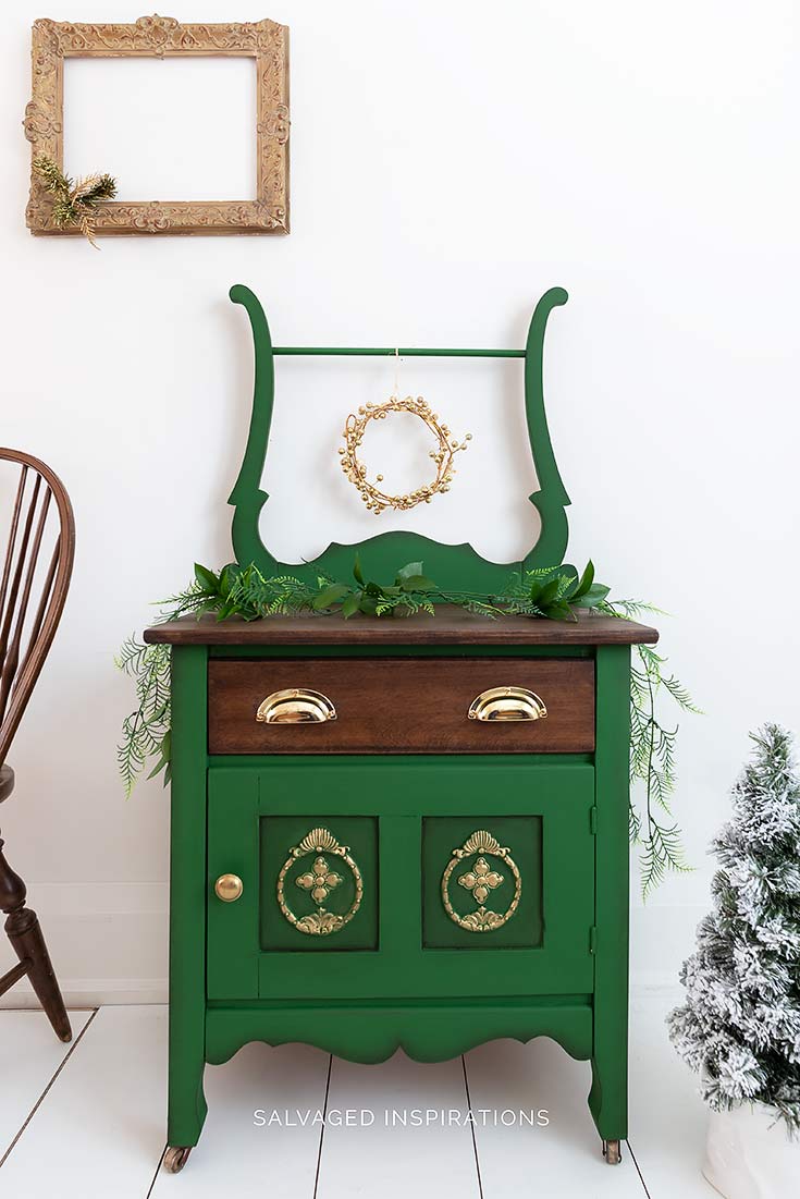 Christmas Washstand Makeover - Painted and Stained