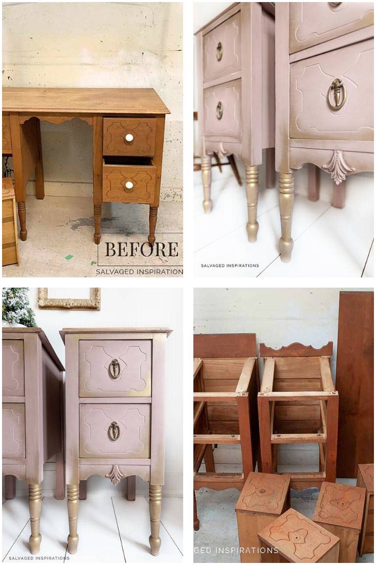 Wood Desk Into Vintage Nightstands