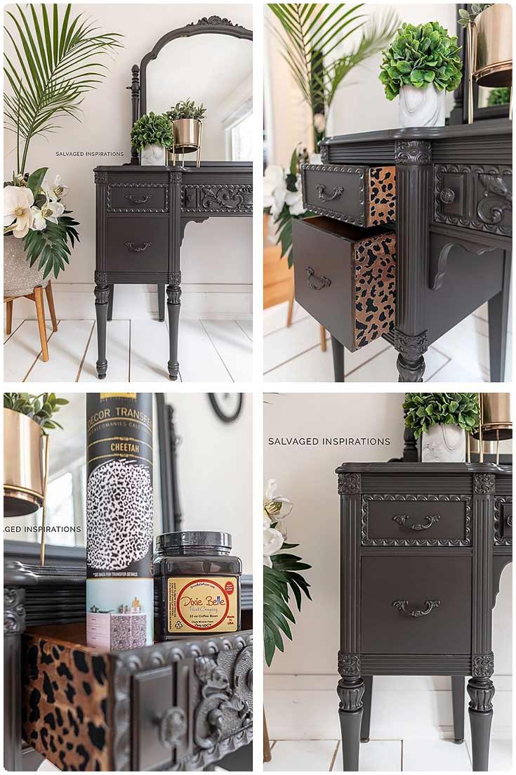 Cheetah Inside Drawer Detail on Vanity