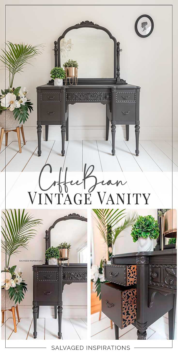 Coffee Bean Painted Vintage Vanity Makeover txt