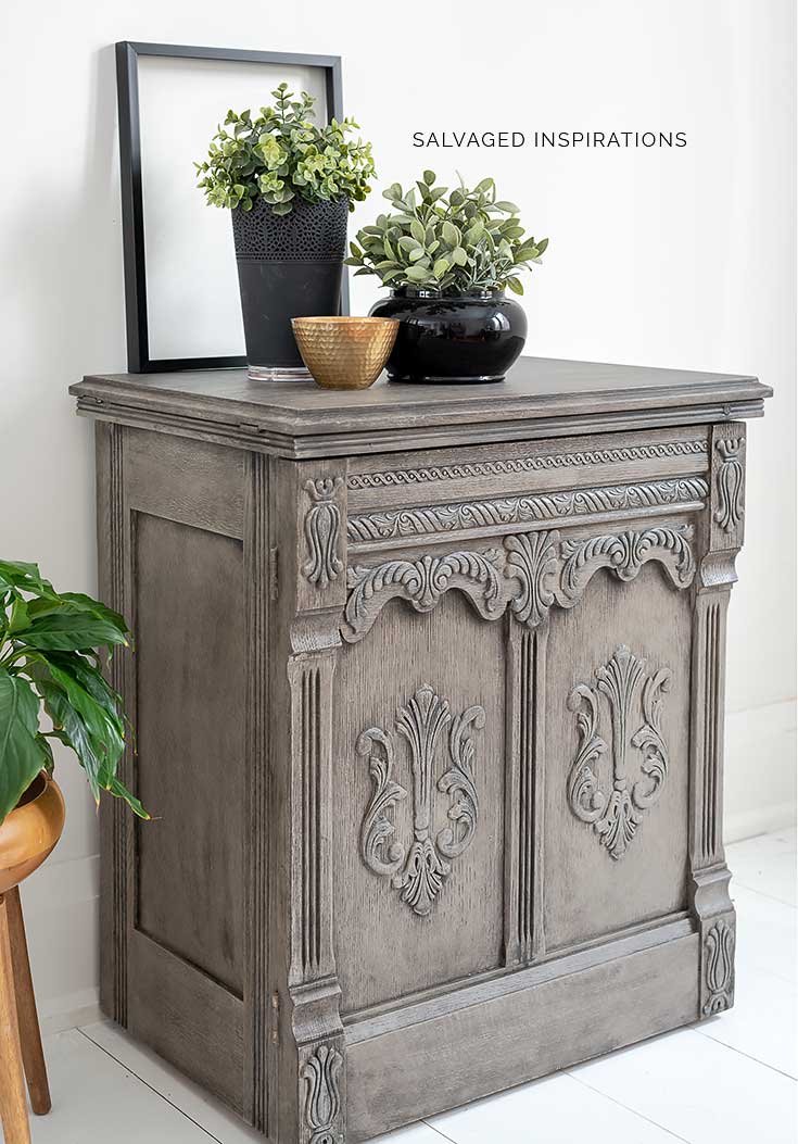 Side View of Greige Painted Cabinet