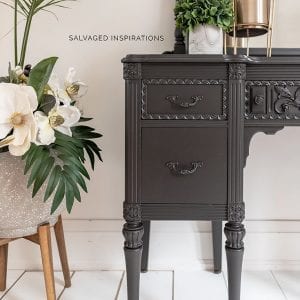 Vintage Vanity and Mirror Painted in Brown Black IG