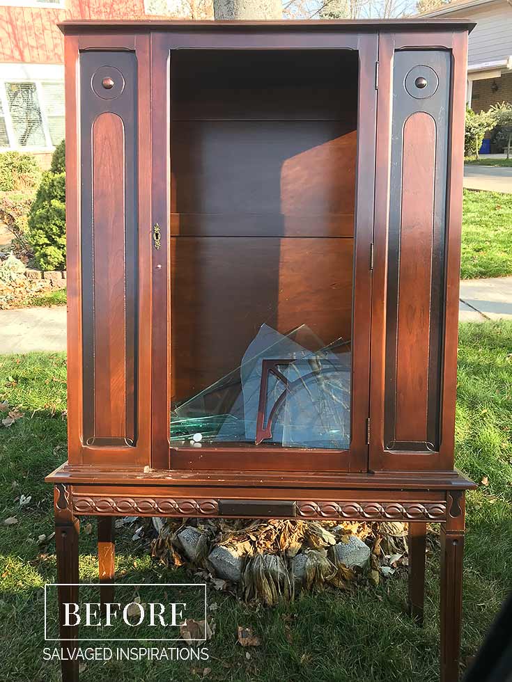 CurbShopped China Cabinet w Broken Glass