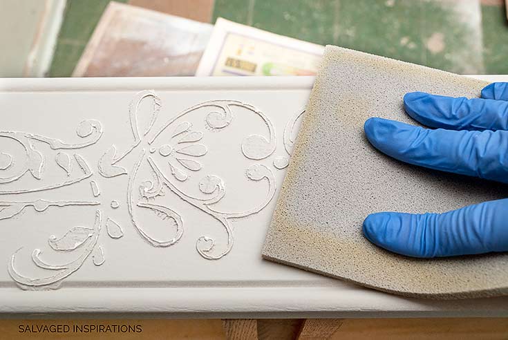 Sanding Down Textured Stencil on Furniture
