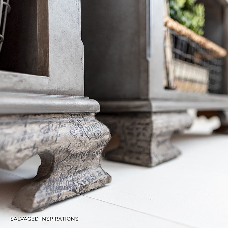 Decoupaged Nightstand Feet IG