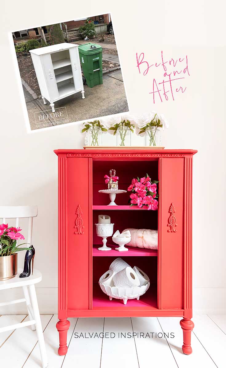Painted Vintage Radio Cabinet Before and After