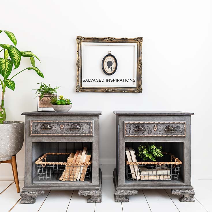 Painted and Decoupaged Thrift Nightstands