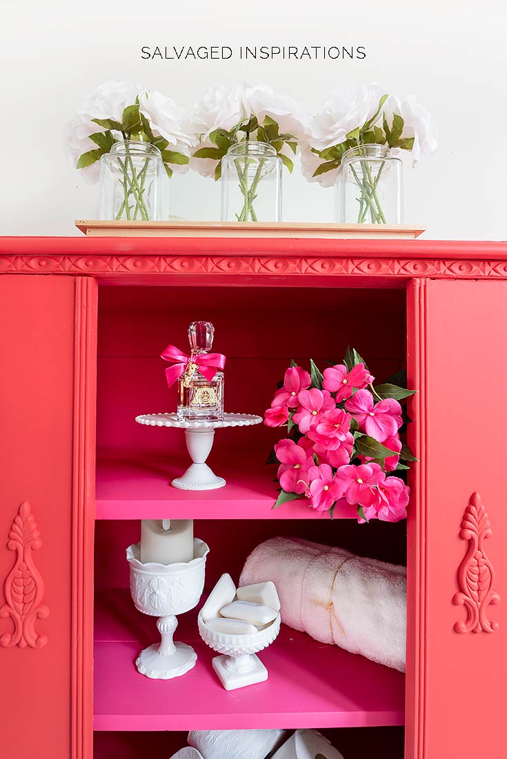Red and Pink Painted Cabinet