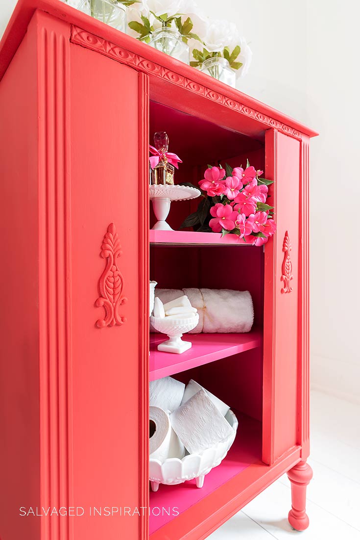 Side View of Painted Vintage Radio Cabinet