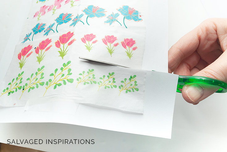 Cutting out Decoupage Florals