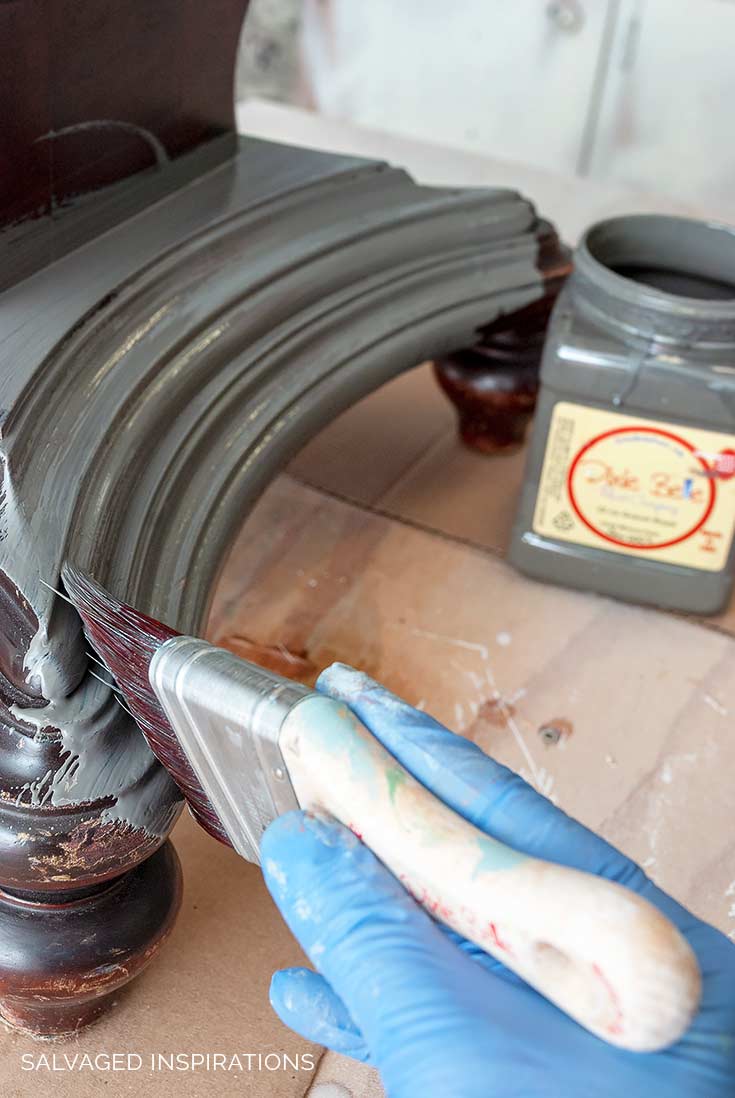 Painting Table Base w Dixie Belle Gravel Road