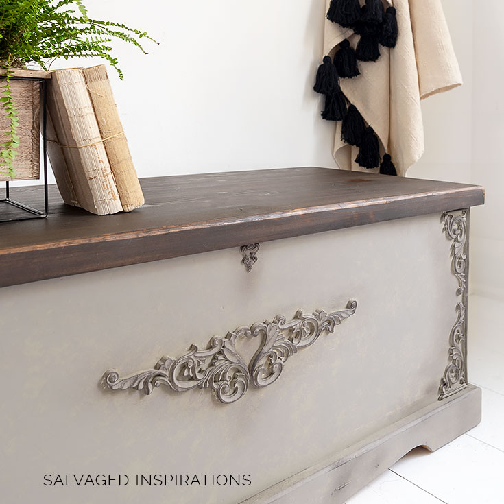 Close Up of Painted and Stained Blanket Box