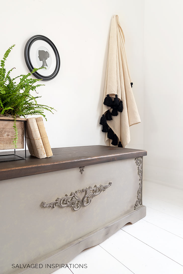 Side View of Painted and Stained Blanket Box