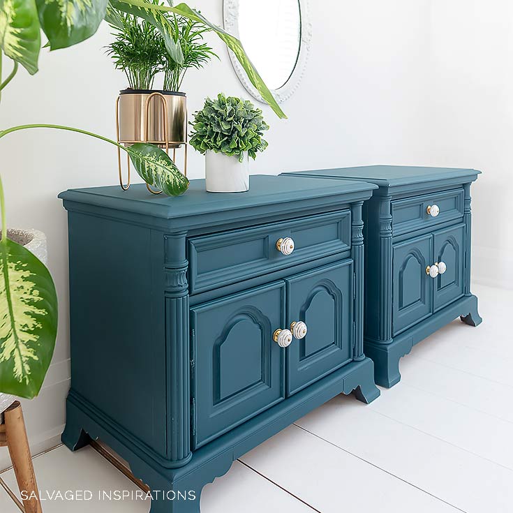 Side View of Thrift Night Tables Painted w Antebellum IG