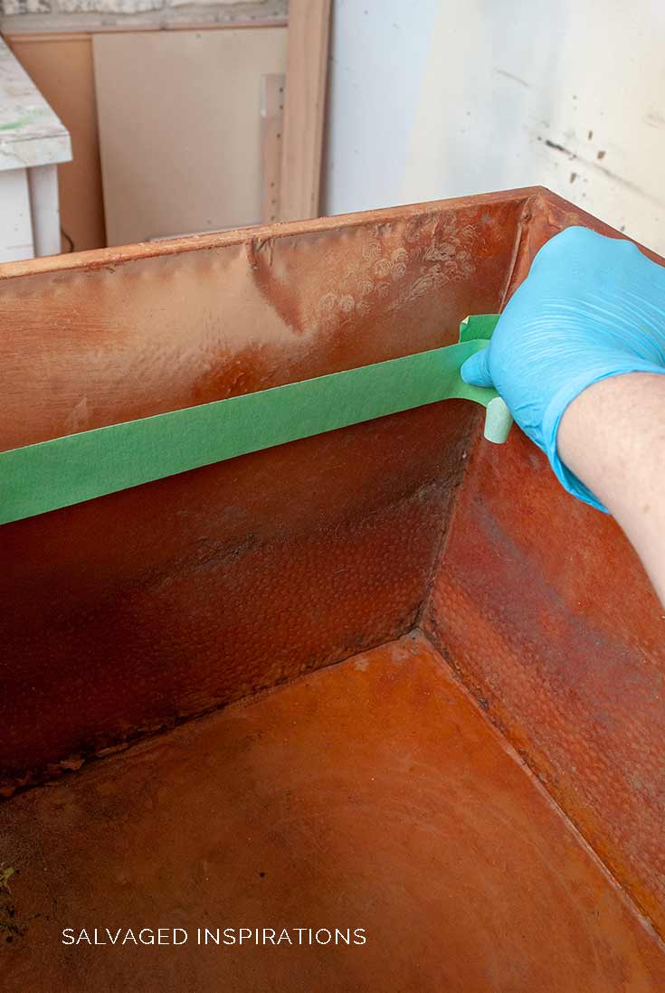 Taping off Metal Planter for Paint