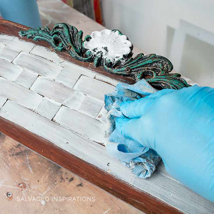 Wiping Gray Paint off Thrift Basket