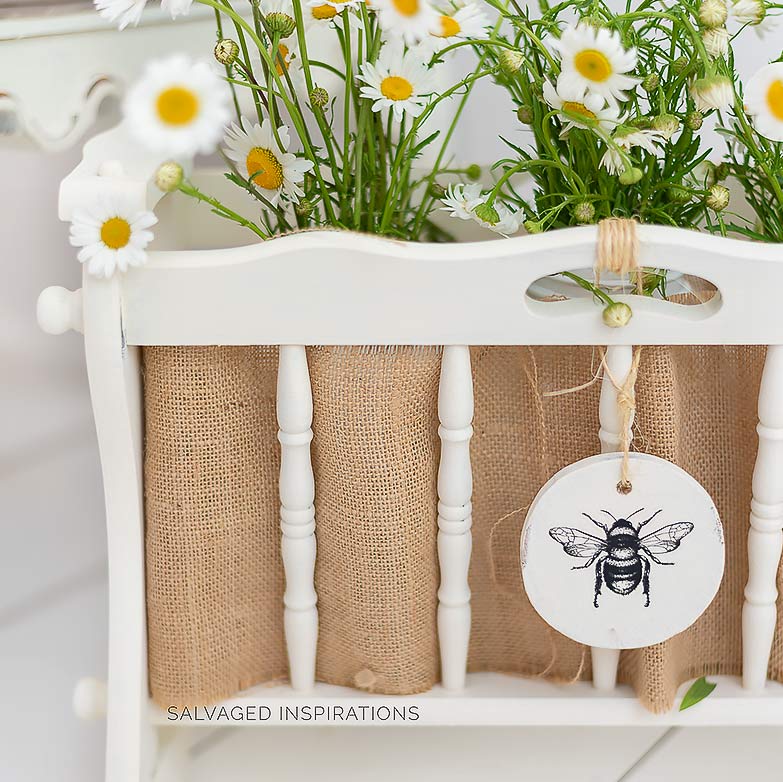 Repurposed Wood Magazine Rack w Flowers IG