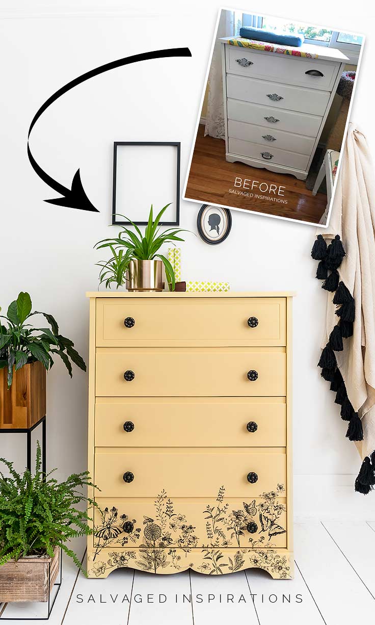 Spring Meadow Painted Dresser Before and After