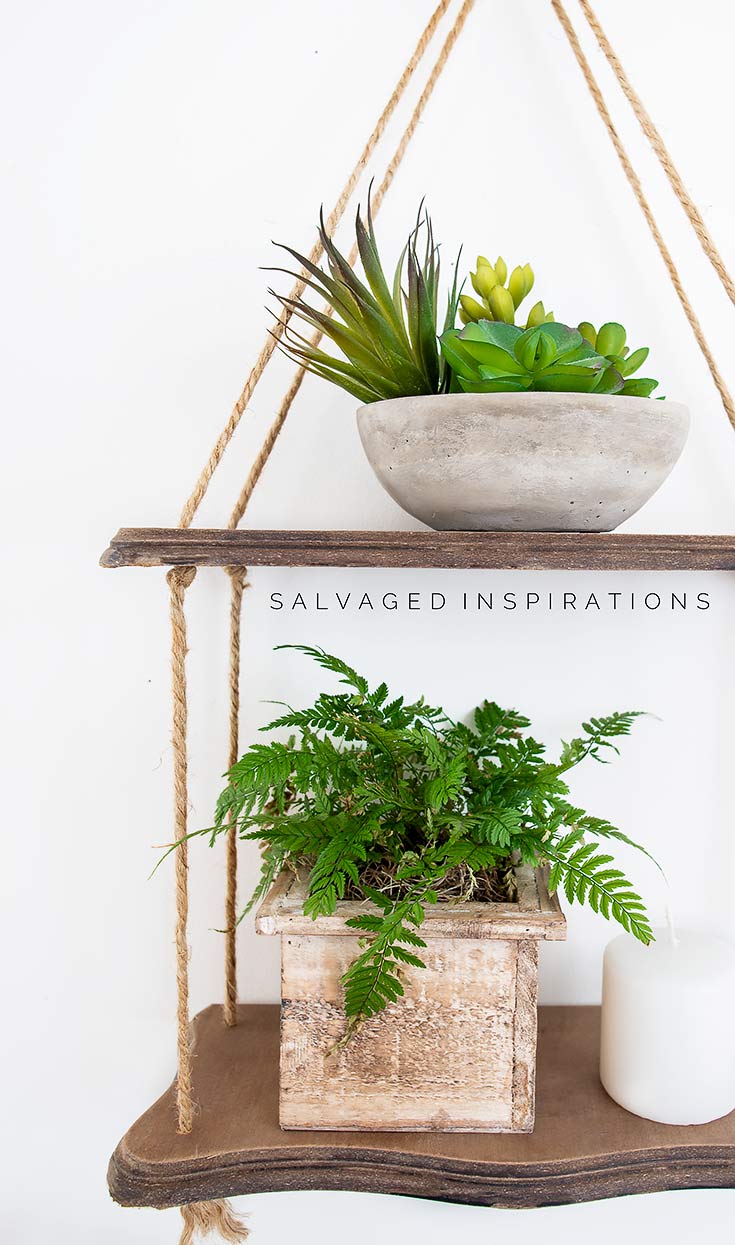 DIY Hanging Rope Shelf SI blog