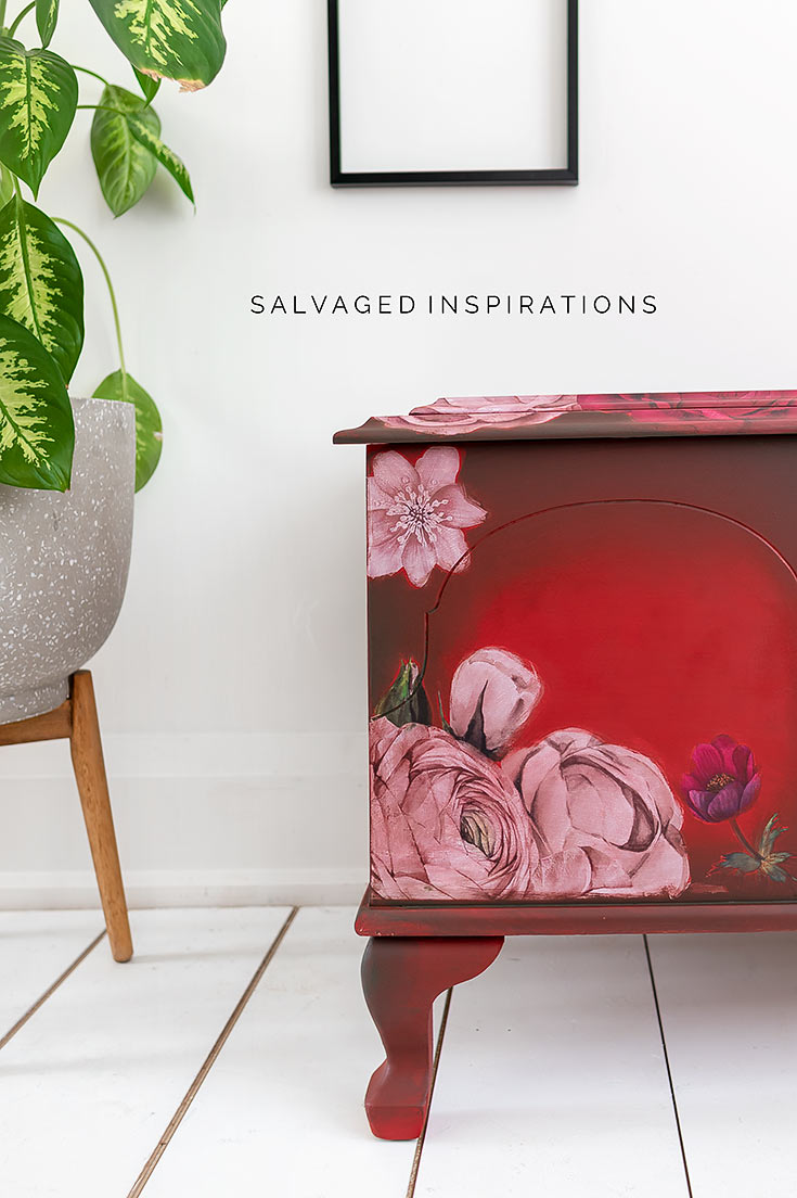 Lush Floral Transfer on Cedar Chest