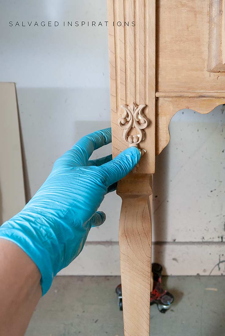 Applying WoodUbend Applique To Sewing Cabinet Leg