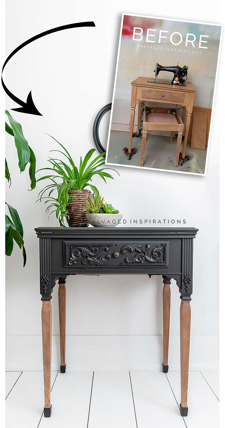 Before And After Painted Sewing Table