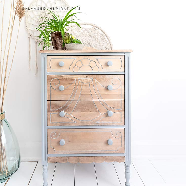 Bleached Wood Vintage Dresser Makeover IG