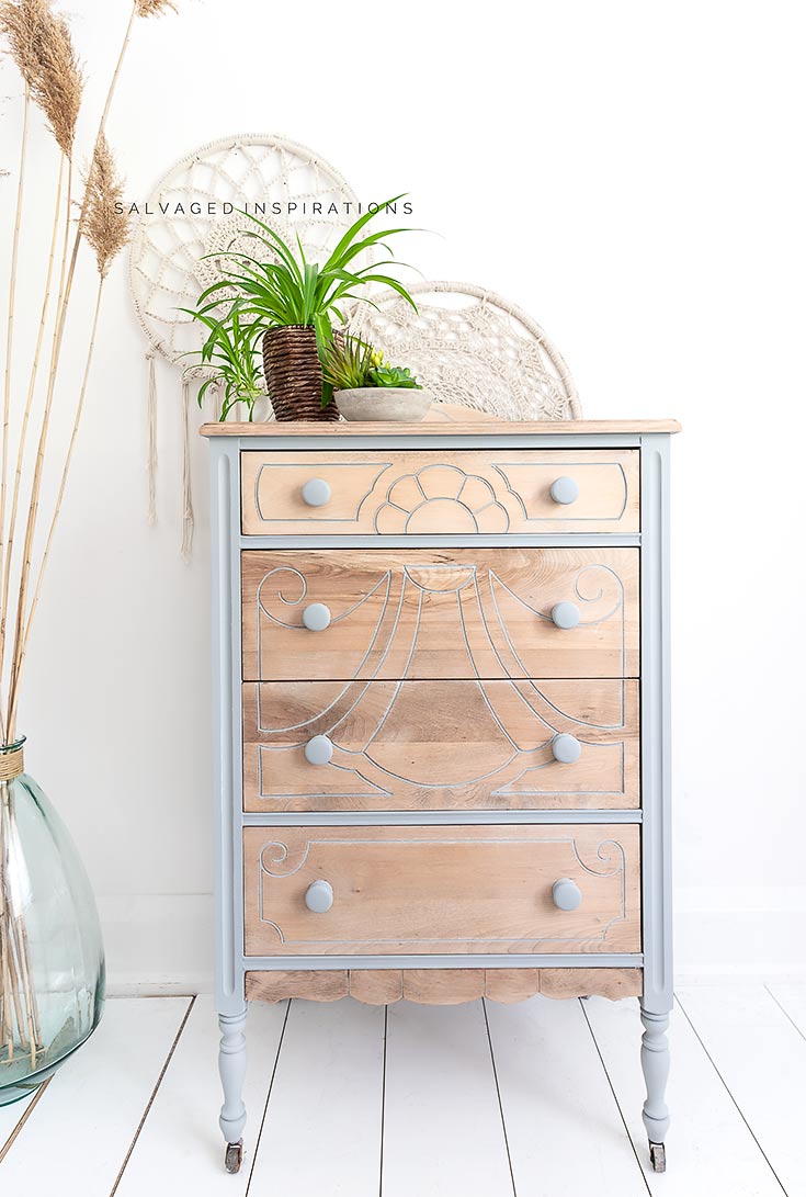 Bleached Wood Vintage Dresser Makeover