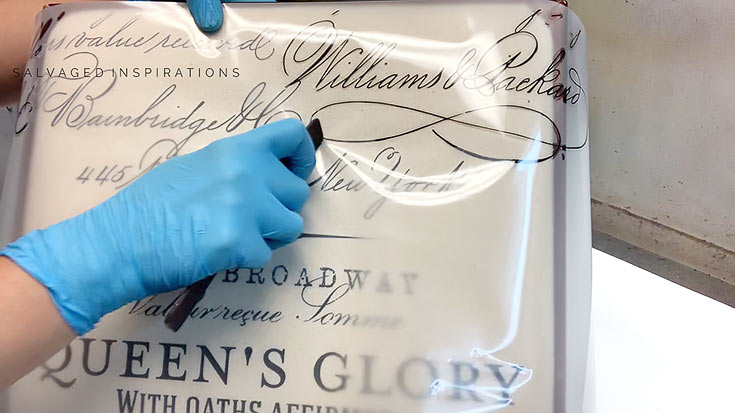 Rubbing Furniture Transfer onto Fabric