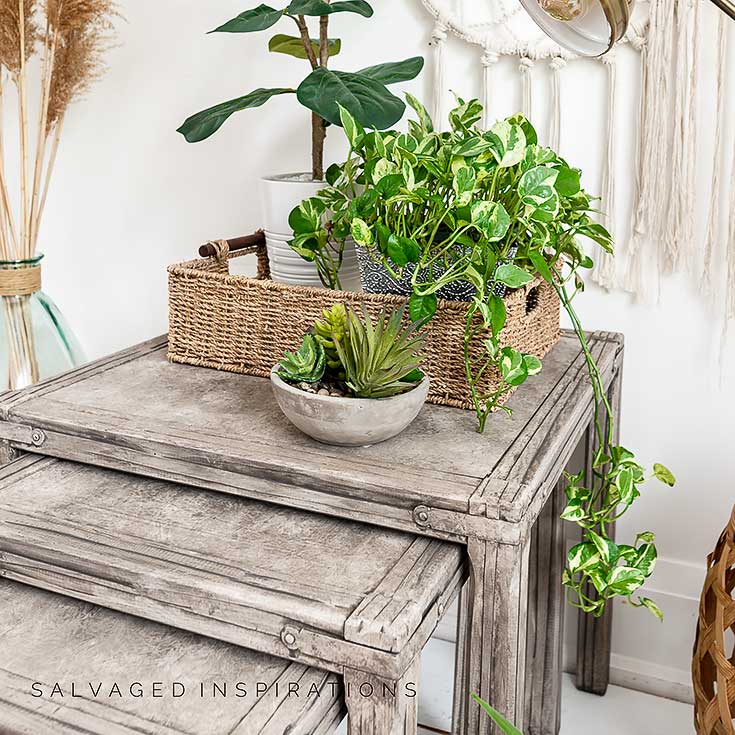 Side View Of Painted Nesting Tables IG