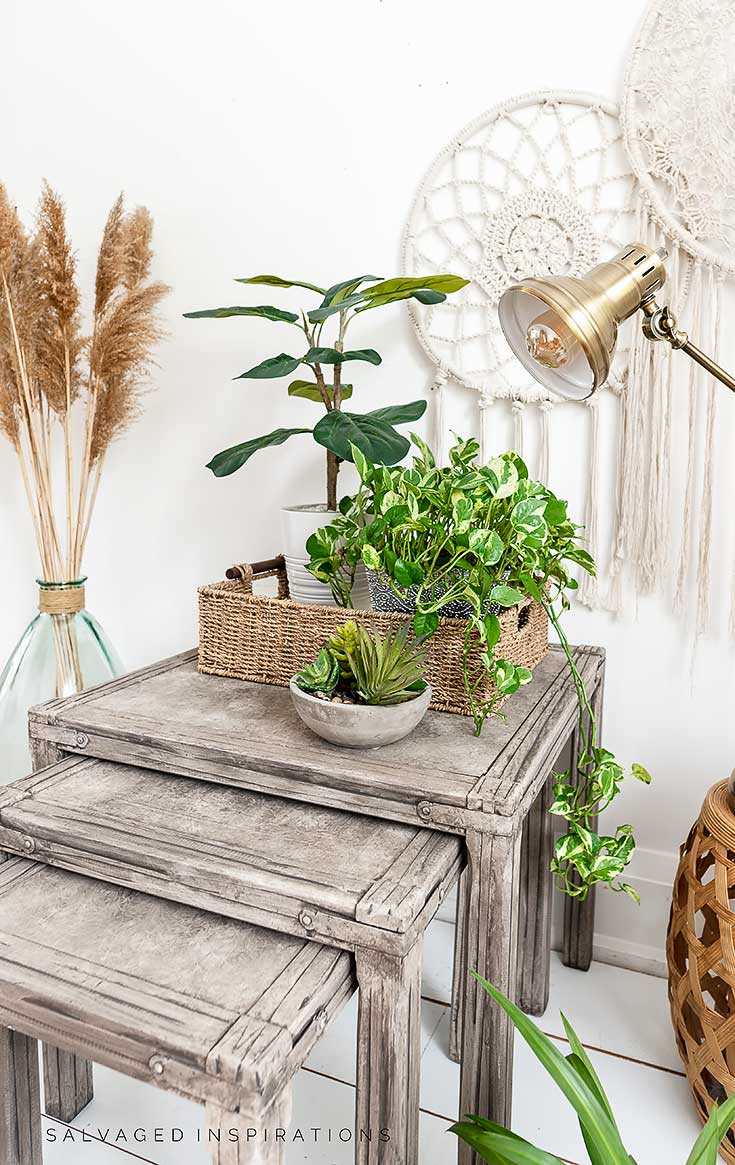 Side View Of Painted Nesting Tables