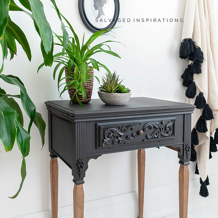 Side View of Painted Sewing Cabinet IG