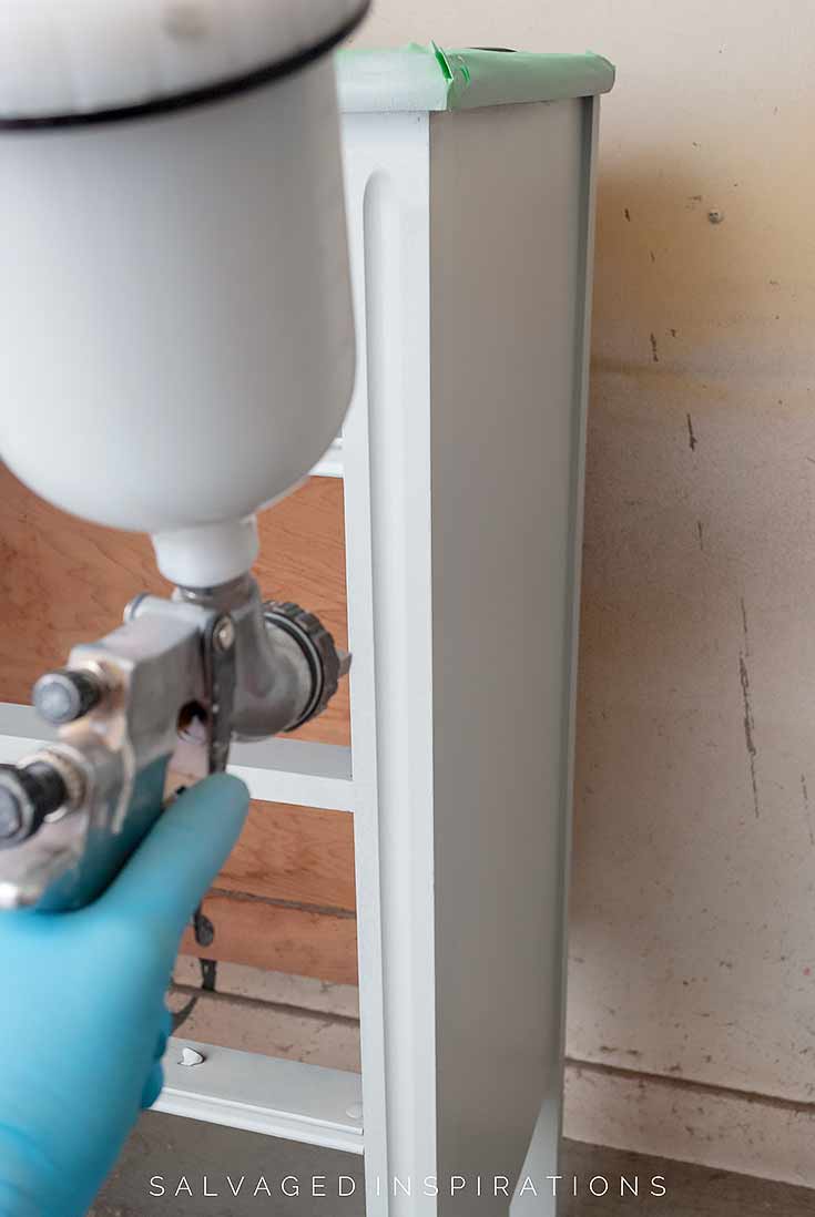 Spraying Vintage Dresser w Dixie Belle Paint