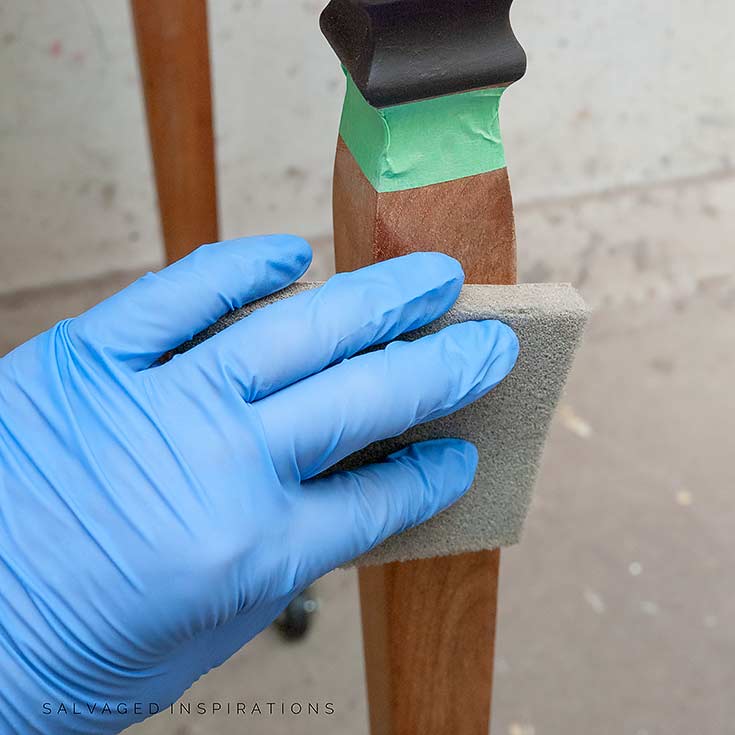 Staining and Sanding Sewing Cabinet Legs