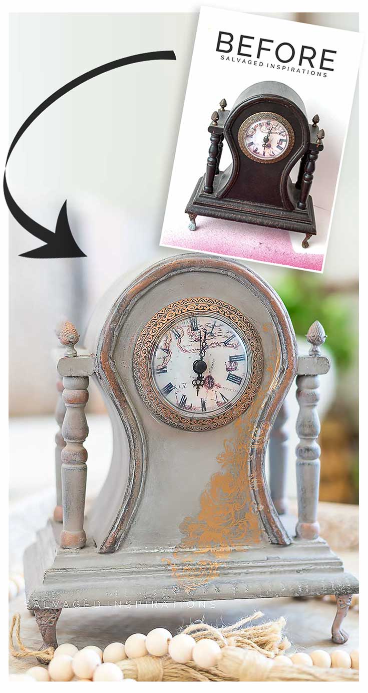 Painted Vintage Clock Makeover Before and After