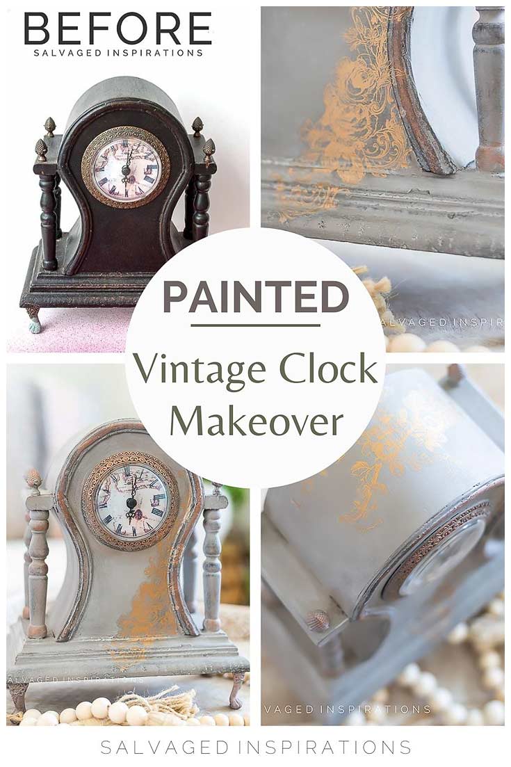Painted Vintage Clock Makeover Collage