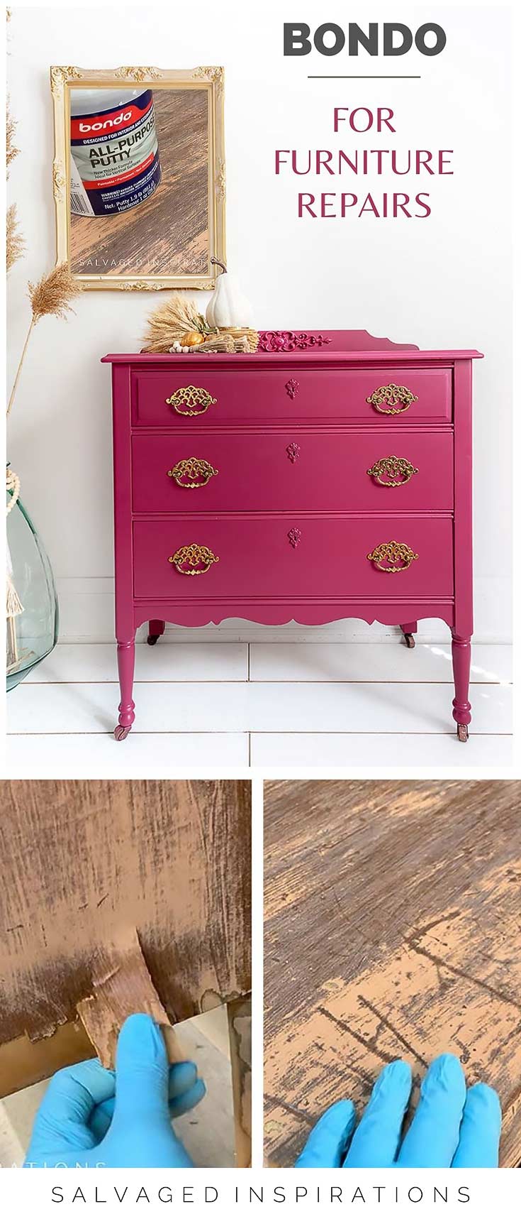 Repairing Furniture with Bondo pin