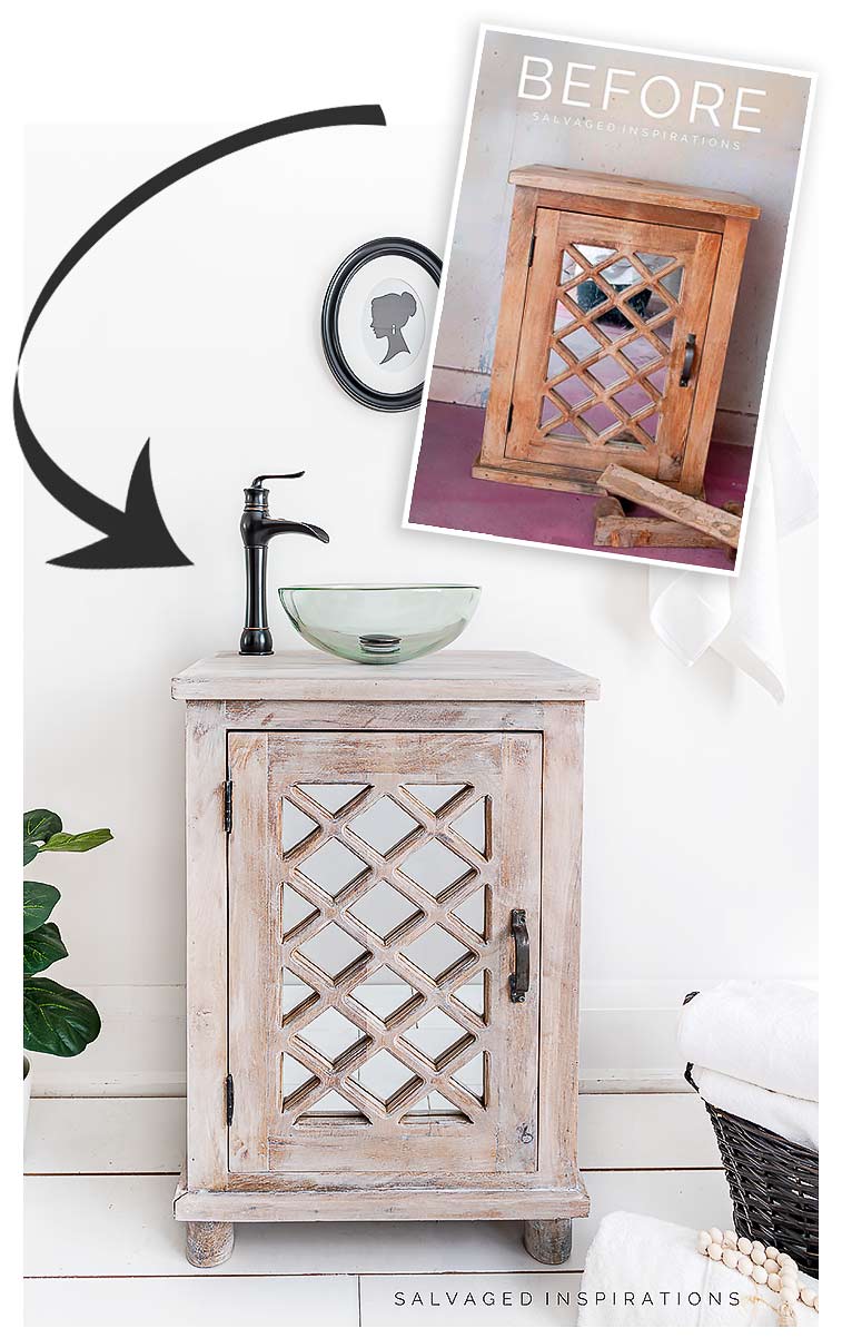 Salvaged Vanity Makeover Before and After