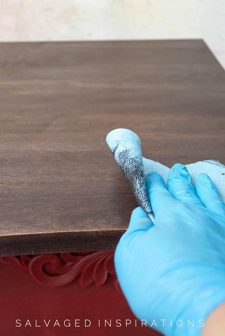 First Coat of Expresso Gel Stain on Wood