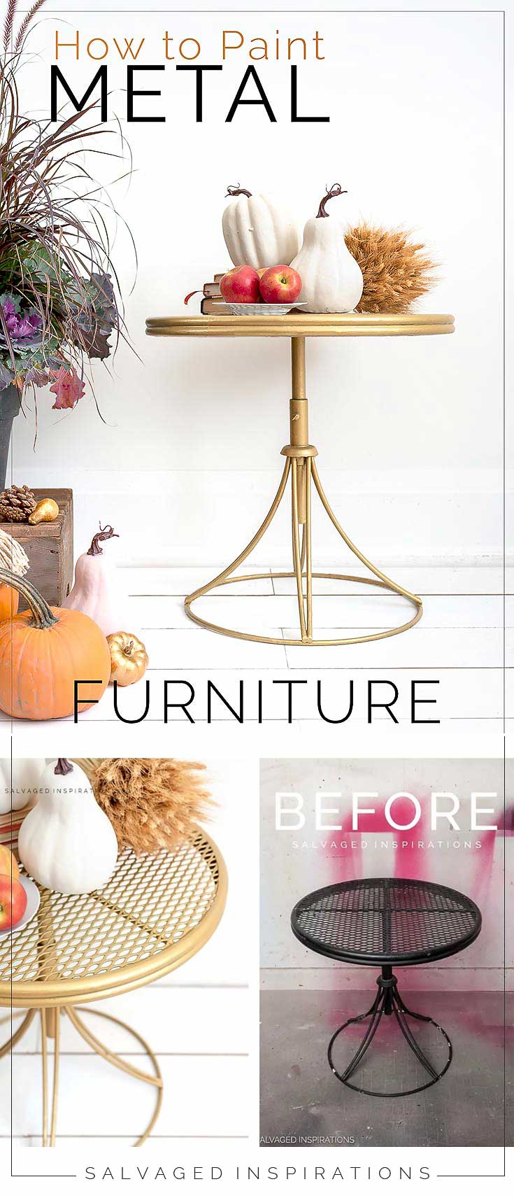 Painting Rusty Metal Furniture Makeover PIN