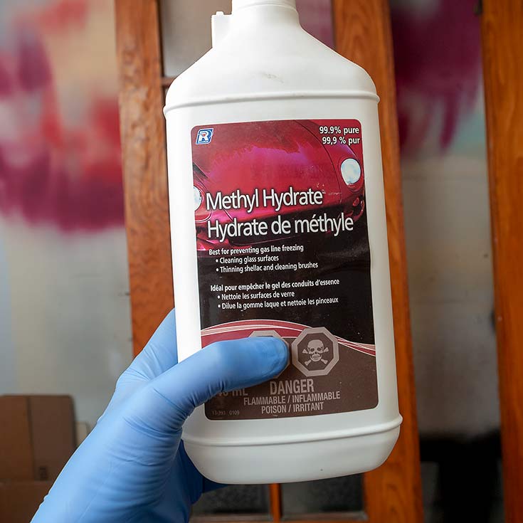 Clean with Methyl Hydrate OR Denatured Alcohol