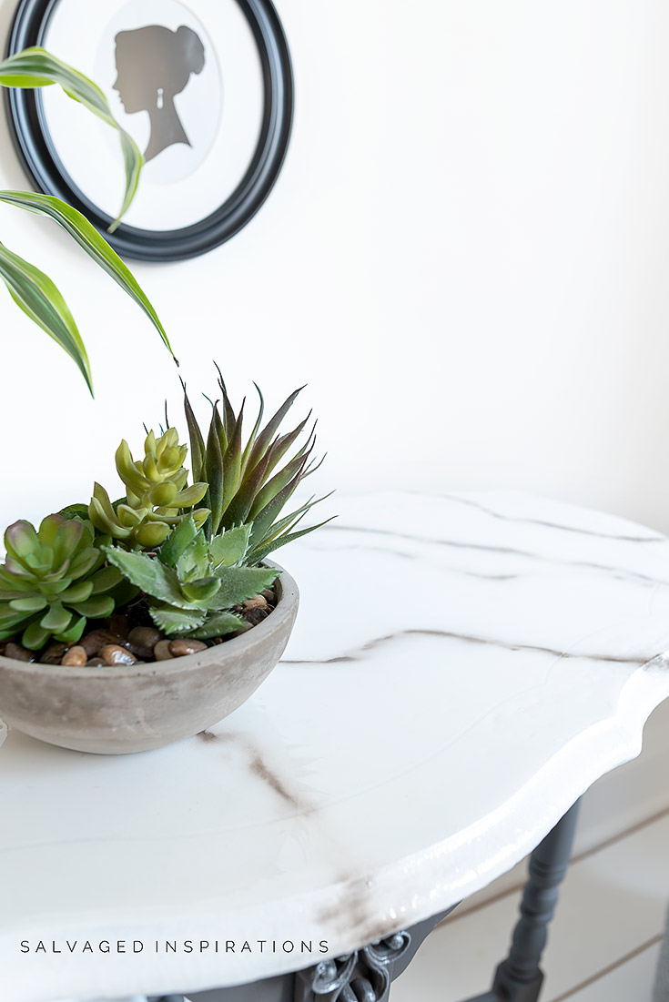 Close Up of DIY Marble Table Top