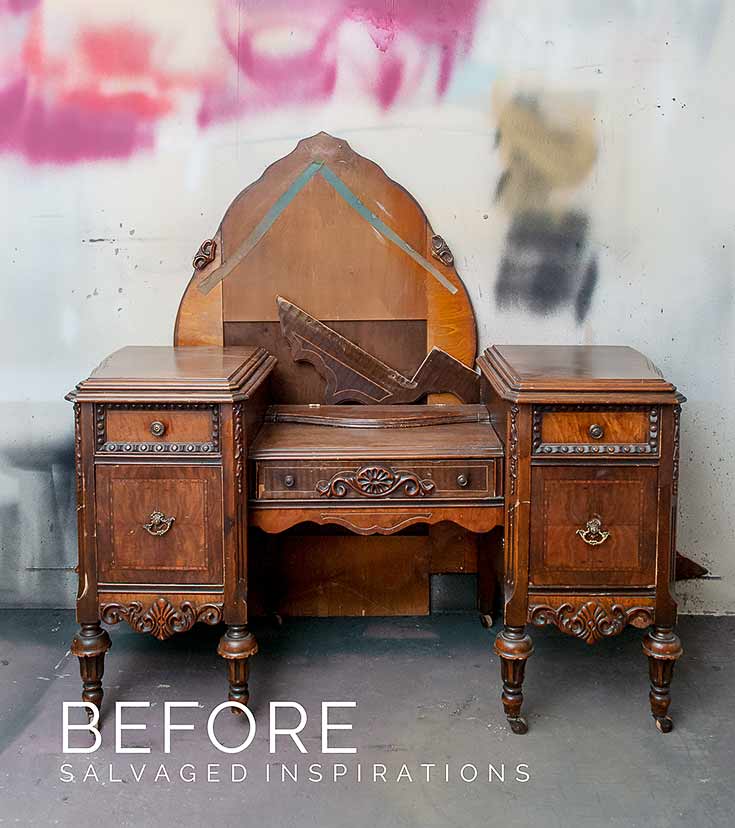 Vanity Antiquing With Glaze BEFORE