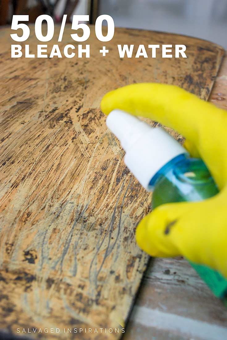 Antiquing Mirror w Bleach + Water