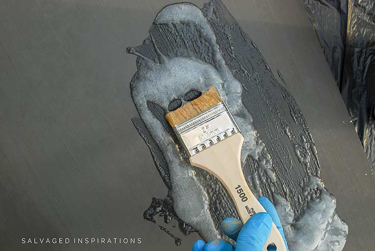 Applying Gel Stripper To Back of Mirror