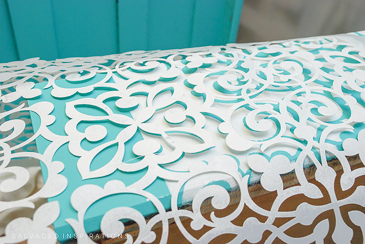 Lining Up Stencil to Continue the Design